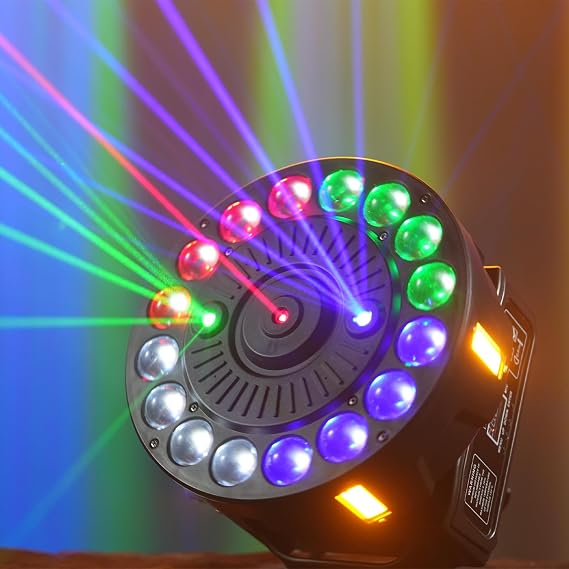 360 Moving Head Light 200W Stage Lights LED Ferris Wheel Beam & Strobe & RGB Starlight Effect Beam Dj Lighting DMX512 Sound Activated for Party Disco Event Club Wedding