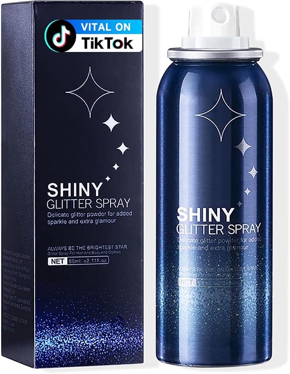 HANYWIL Body Glitter, Glitter Spray for Hair and Body, Spray, Hairspray Clothes, Long-Lasting Shimmer Suitable Stage, Festival Rave Makeup Prom 2.11 Fl Oz