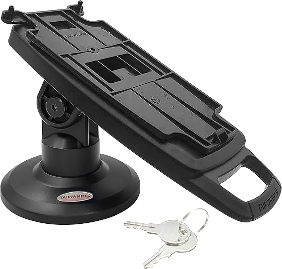 ENS Tailwind Ingenico IPP310/315/320/350 3" Latch and Key Lock Compact Pole Mount Terminal Stand, Adhesive Installation, Black