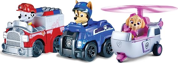 Paw Patrol Racers 3 Pack Vehicle Set, Rescue Marshall, Spy Chase, Skye