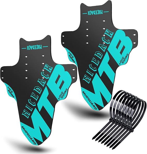 Bicycle Fenders, 2-Piece MTB Mountain Bike Mud Guard Front and Rear Compatible Bicycle Mud Guard Set Downhill Mountain Bike Front and Rear Mudguard Fits 20"-29 Inch Fat Tire Bikes and All