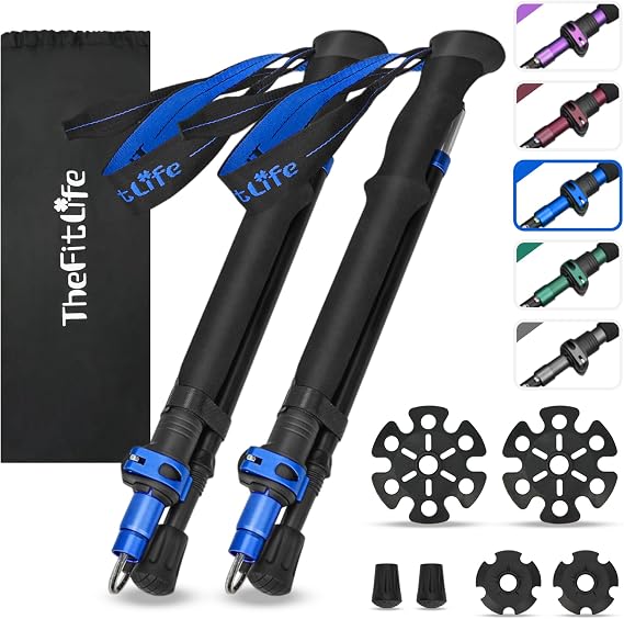 TheFitLife Folding Trekking Poles for Hiking, lightweight Walking Stick