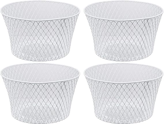 Small Metal Rectangular, Oval and Round Wire Baskets with or without Handles, Black and White, 4-ct Sets (Oval White Without Handles)