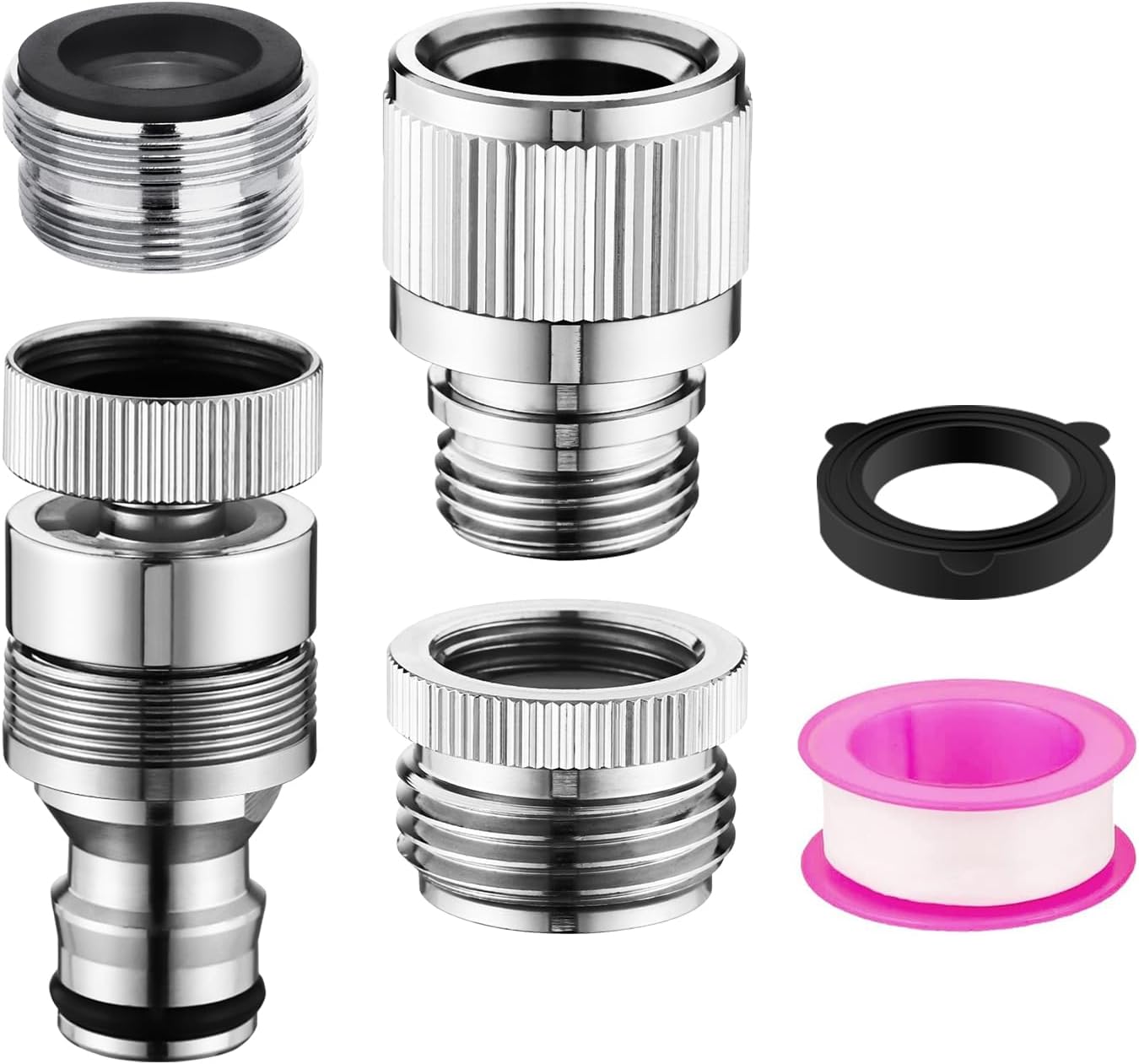 Quick Connect Sink Tap Adapter Kitchen Bathroom Faucet Hose Snap Coupler Adapter for Garden Hose Connector Compatible with Dishwasher Washing Machine