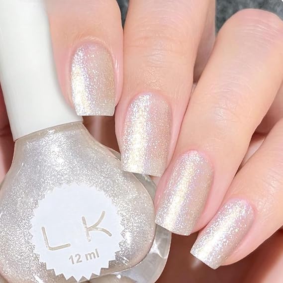 ASMAYSA White Glitter Nail Polish - Air Dry White Pearl Sparkle Nail Polish for Nail Art - Long Wearing Shimmer Reflective Gel Color Gift