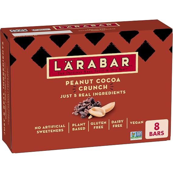 Larabar Peanut Cocoa Crunch Bars, Vegan and Gluten Free Snacks, 8 Ct, 12.8 oz
