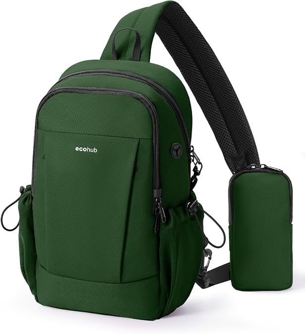 ECOHUB RFID Sling Crossbody Bags, Anti-Theft Cross Body Shoulder Travel Bag with Sturdy SBS Zippers, Water Resistant Hiking Casual Daypack for Women Men