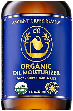 Ancient Greek Remedy Body Oil 8 oz - Organic After Shower Face Oil & Body Moisturizer for Dry Skin - Almond, Jojoba, Olive, Lavender, Vitamin E Oils - Natural Clean Facial Skincare for Women & Men