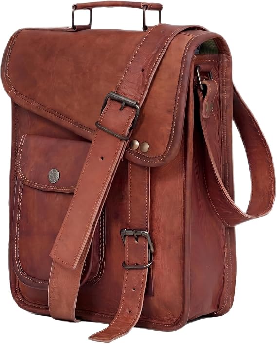 Leather Satchel Tablet Bag Laptop Case Office Briefcase Messenger Gift for Men Computer Distressed Shoulder Bag