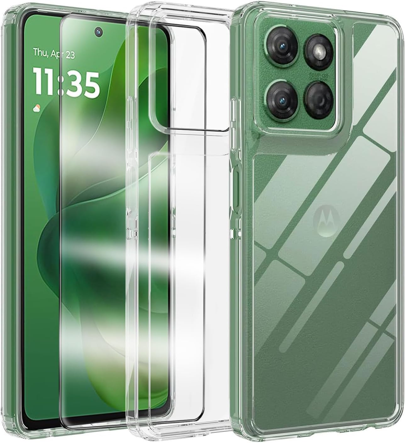 Compatible with for Motorola Edge 2025 with 2 Pack Tempered Glass Screen Protector, Non-Yellowing Shockproof Phone Bumper Cover, Anti-Scratch Transparent Case Clear