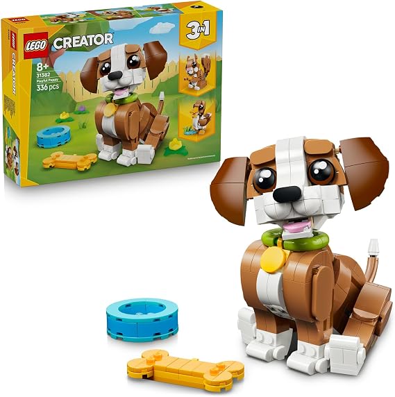 LEGO Creator 3’ü 1 Arada Sevimli Hayvanlar: Oyunbaz Yavru Köpek 31382 | 8 Yaş ve Üzeri Çocuklar için Sincap veya Ördeğe Dönüşebilen Yaratıcı Oyuncak Yapım Seti, Eğlenceli Hediye Fikri (336 Parça)