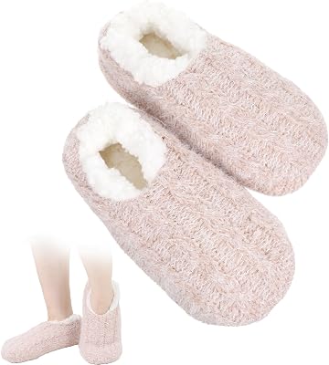 Thinp Slipper Socks for Women Men, House Slippers Warm Fuzzy Slippers with Grippers Non-Slip Slipper Soft-Lightweight Winter House Shoe Socks, Indoor