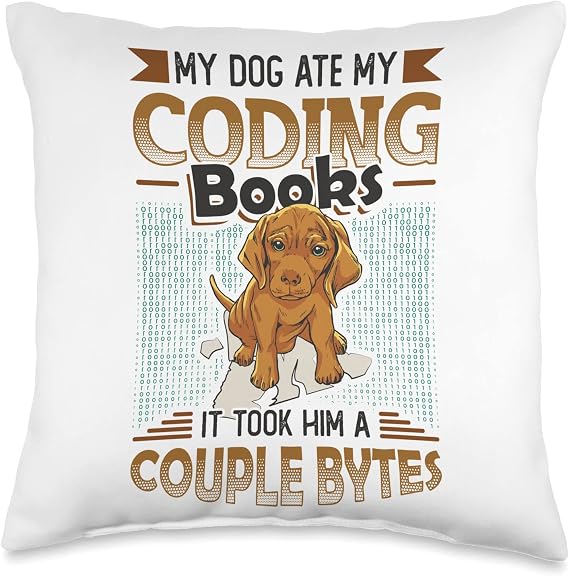 Dog Bytes Code Computer Joke Programming Throw Pillow