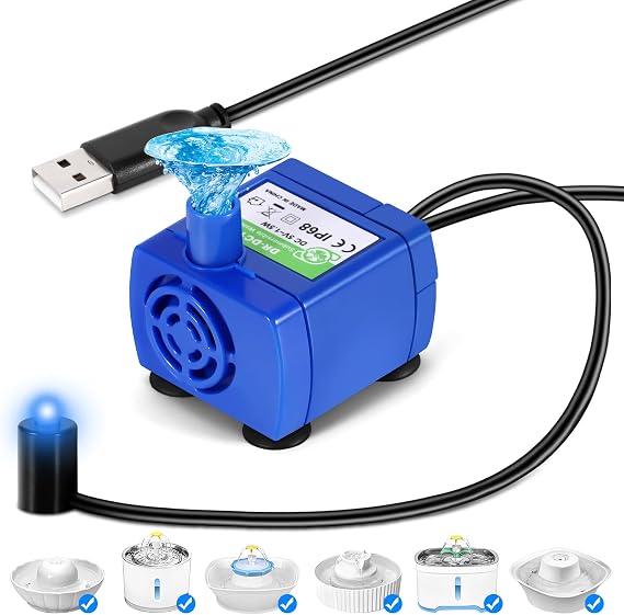 UNISOPH Pet Cat Pump, Submersible Water Pump for Cat Flower Fountain Electric Water Pump for Motor Low Energy Consumption Ultra Silent for