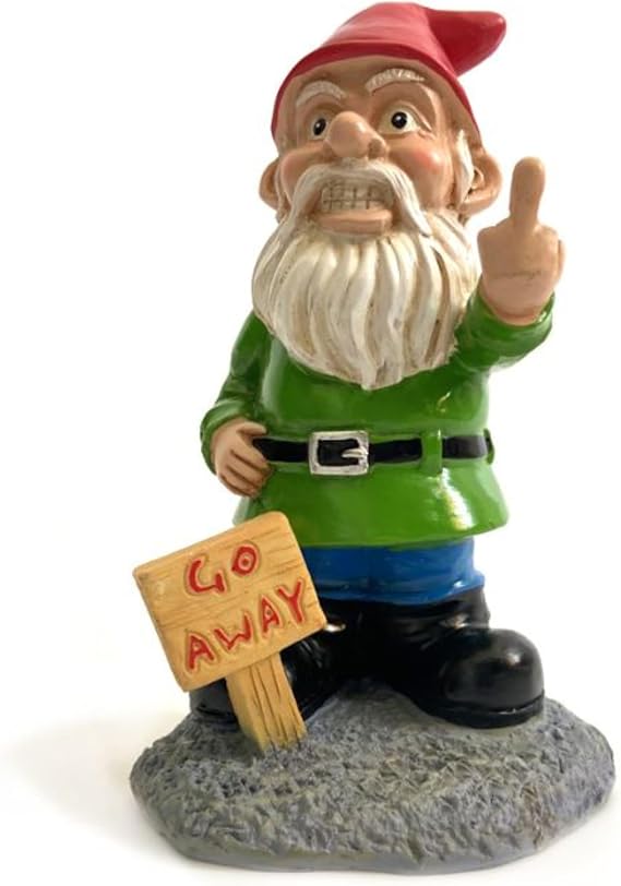 Go Away Gnome with Middle Finger, Gnome Flipping the Middle Finger, Garden Gnomes Decoration, Funny Gnomes Inappropriate, Christmas Lawn Ornaments, Outdoor Statues Decorations (Go Away, S)