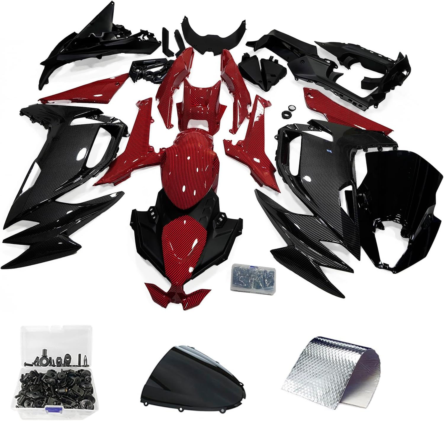 ZXMOTO Red Black Carbon Fiber Fairings Kit Fits For Kawasaki Ninja 650 2020 2021 2022 2023 2024
