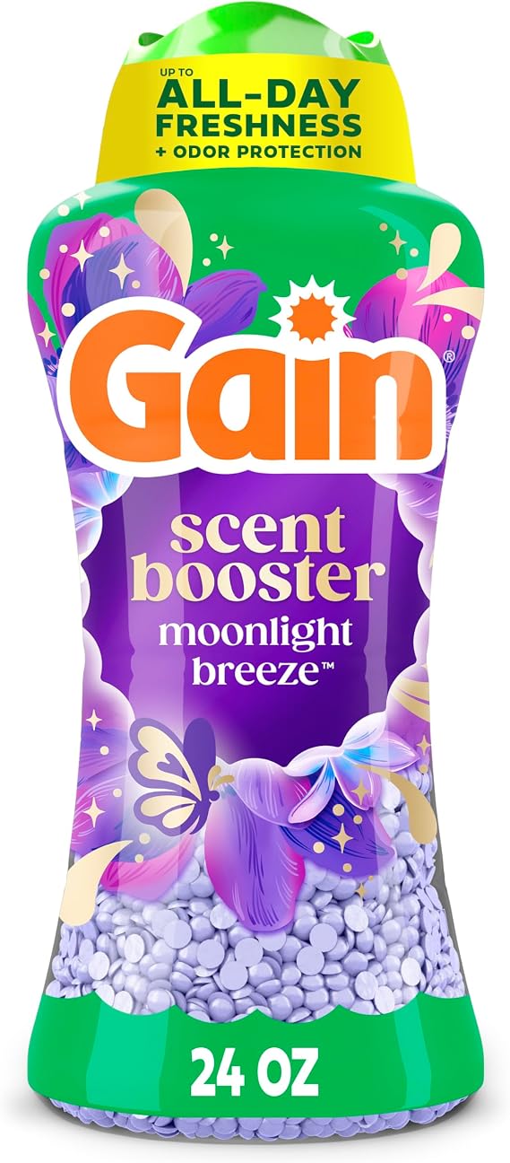 Gain in-Wash Laundry Scent Booster Beads Long-Lasting Fresh Scent Beads All Day Freshness and Odor Protection, Moonlight Breeze Scent, 24 oz (Packaging May Vary)