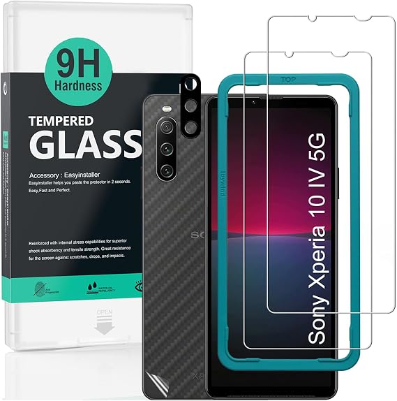 Ibywind for Sony Xperia 10 IV 5G Screen Protector,2 Pack,9H Hardness Tempered Glass and Camera Lens Protector,with Alignment Frame,Full Coverage,Bubble Free,Fingerprint Unlock,Scratch Resistant