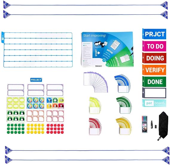 PATboard Lean DMAIC & Kaizen Board Full Tool Set Magnetic - Project Improvement