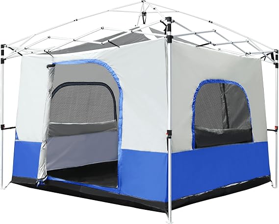 REDCAMP Canopy Camping Tent-Inner Tent (Frame/Top NOT Included) | Camping Cube Tent for 10"x10" Pop Up Canopy with Mesh Window, Converts Straight Leg Canopy into Camping Shelter, 4-6 Person