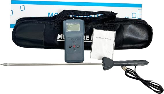 Digital Soil Moisture Meter Soil Moisture Tester Soil Moisture Analyzer For Measuring Soil And Cement Moisture Content With Measuring Range 0-50% Resolusion 0.1 Accuracy 2% Backlight Display