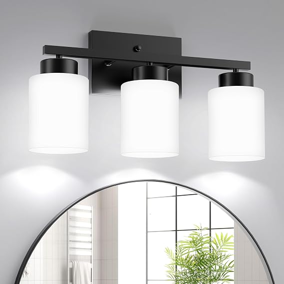 3-Light Bathroom Light Fixtures, Brushed Gold Vanity Light with Clear Glass Shade, Modern Wall Sconce for Mirror Bedroom Living Room Hallway Lighting
