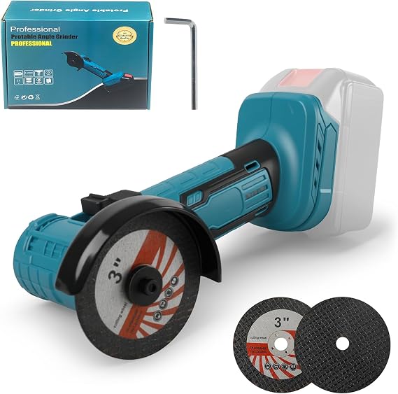 Mini Angle Grinder for Makita, 800W 19000RPM Brushless Cordless Angle Grinder Polishing Machine with 2PCS 3" Grinding Disc for Cutting Polishing Sharpening Wood Stone Steel