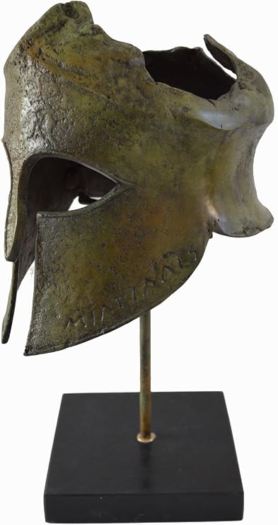 Miltiades Helmet Bronze Marble Based from Battle of Marathon
