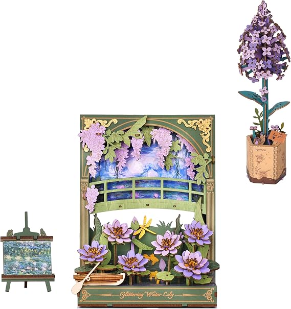 3D Wooden Puzzles for Adults(Lilac+Water Lily)