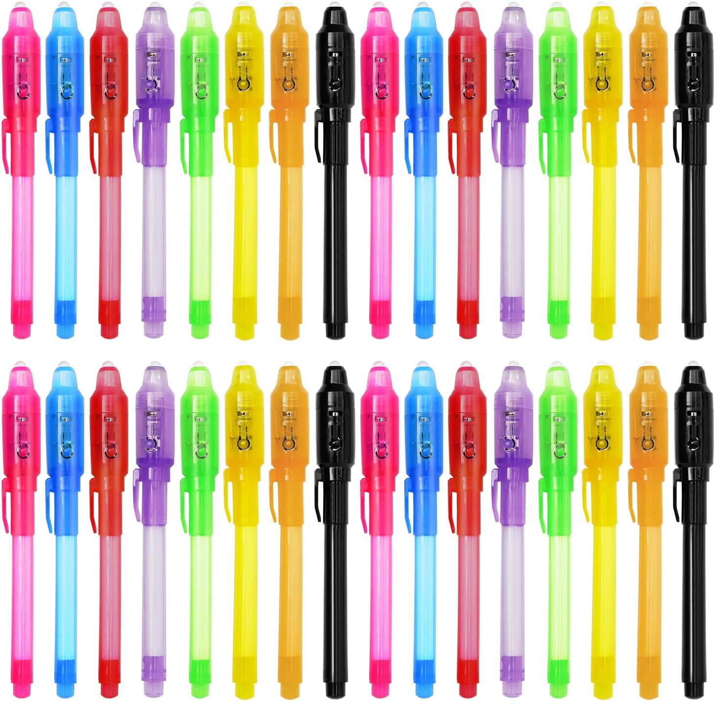 uv light pen for kids - 32 pieces of disappearing ink pens with uv light, perfect for prizes, birthday presents, halloween gifts and parties