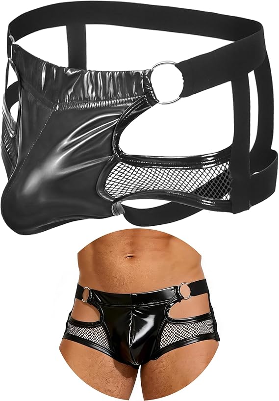 ohmydear Men's Thong Underwear Sexy Mesh Jock Straps Mankini, S-XL
