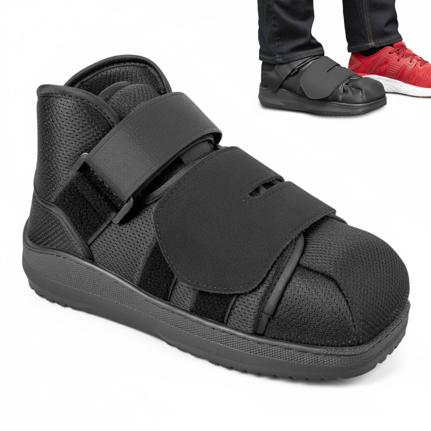 Fracture Boot - Flat Sole - Round Closed Toe - Post-Op Shoe - Oversized for Bandages and Casts (UK 6-7)