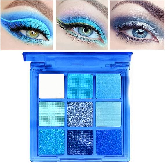 Blue Eyeshadow Palette, Glitter Eye shadow Makeup,Navy Roya Blue Glitter Eyeshadow Shiny Sparkle Shimmer Waterproof Pallete Make Up