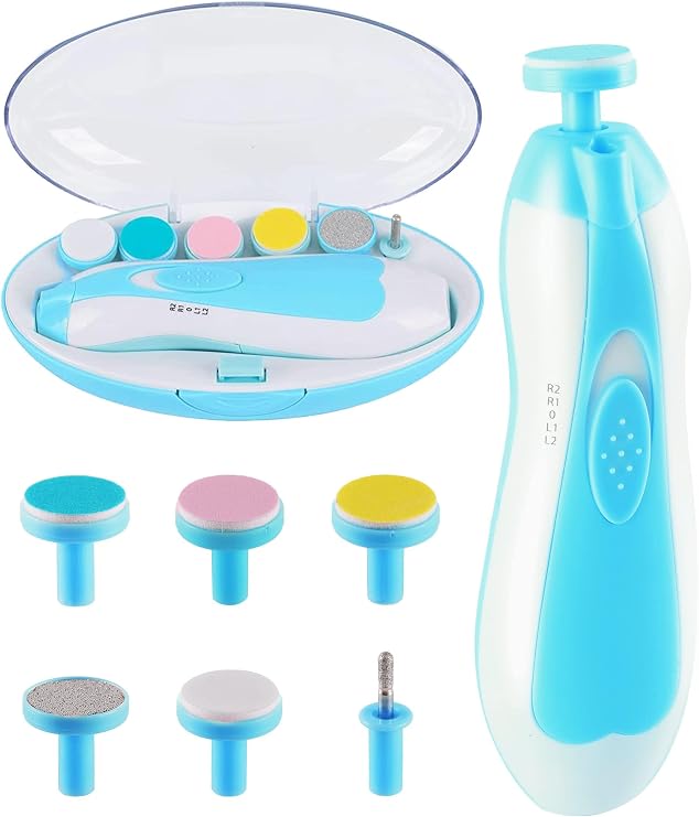 Baby Nail Trimmer Electric,Nail Clippers File for Baby No Sharp Claws Hurt, 6 in 1 with Light Safety Cutter for Newborn Infant Toddler Kids Toes and Fingernails Care