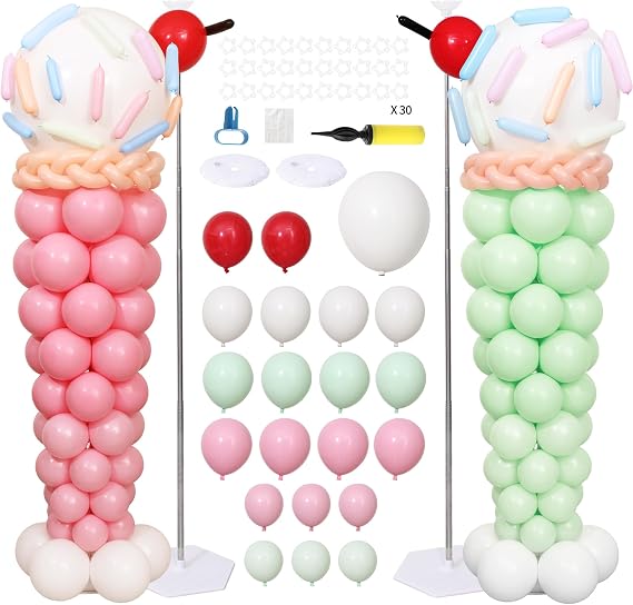 Ice Cream Balloon Column Stand Kit Set of 2 for Floor