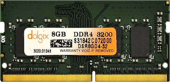 DOLGIX 8GB Single DDR4 3200(PC4-25600) X8 Unbuffered SODIMM 260-Pin Laptop Memory