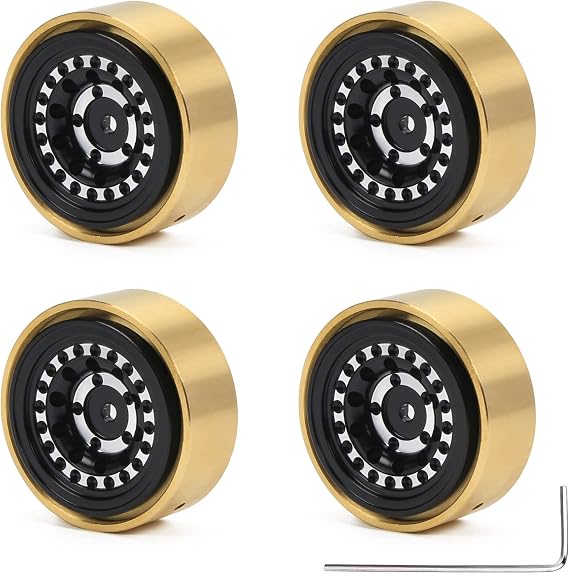 RCAWD Brass Weights 312g RC Wheels for FMS EAZYRC ROC Hobby FCX24 1/24 1/18 Mogrich Crawler Upgrades, Beadlock Glue-Free 36.5 * 17.5mm Parts #C3004 Black