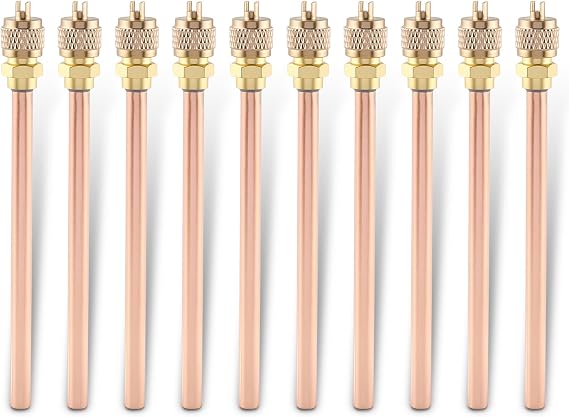 AUTOKAY 10x HVAC AC Schrader Valve Core Remover Cap Tube 1/4" SAE * 1/4" OD * 4.65" Stem
