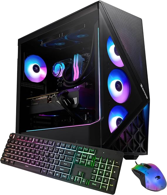 iBUYPOWER Slate Black Gaming PC Desktop Computer AMD Ryzen 7 7800X3D CPU, NVIDIA GeForce RTX 5060 8GB GPU, 32GB DDR5 RGB 5200MHz RAM, 2TB NVMe SSD, Windows 11 Home, Gamer Keyboard, Mouse - SBA7N5601