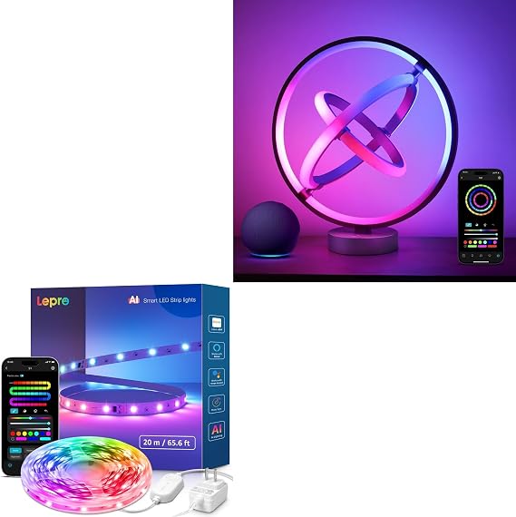 Lepro Bundle - 65.6 ft AI Smart Strip Lights & AI Smart Table Lamp TB1