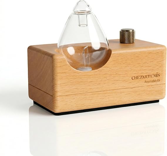 Waterdrop Waterless Essential Oil Diffuser for Aromatherapy | Glass mist chamber with Solid wood base Nebulizer, Plastic and BPA free, Up to 10 day battery, Silent operation for home yoga