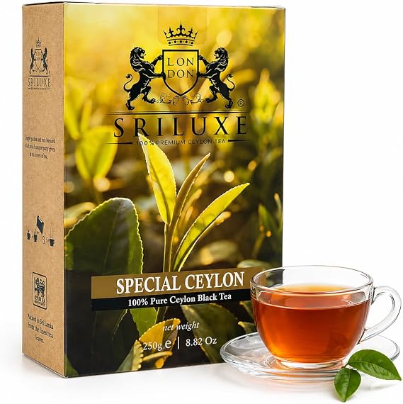 SRILUXE - Special Ceylon Loose Leaf Black Tea | Exquisite Taste and Aroma | Freshly Harvested Direct from Plantation Side (Ceylon Black 250g)