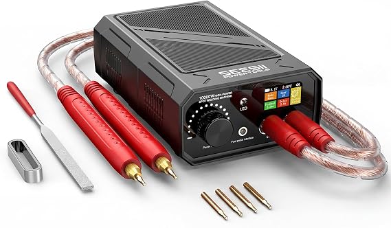 SEESII 10KW Battery Spot Welder: Cordless Spot Welding Equipment, Color LCD Display, 25 Adjustable Gears, Auto/Foot Pedal Control, for Battery Packs DIY & Repair