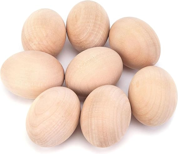 DomeStar Fake Eggs, 8 PCS, Wooden, Unfinished