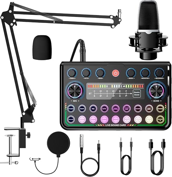 Podcast Equipment Bundle Studio Mixer Set for PC, Phone