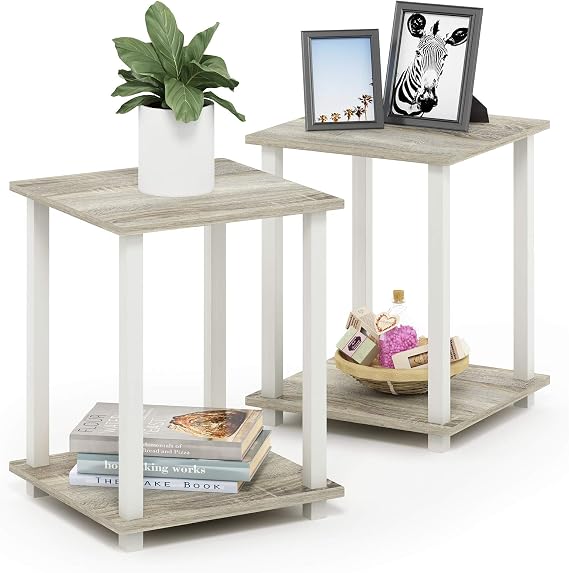 Furinno Simplistic Set of 2 Toolless Living Room Table Set, Sonoma Oak