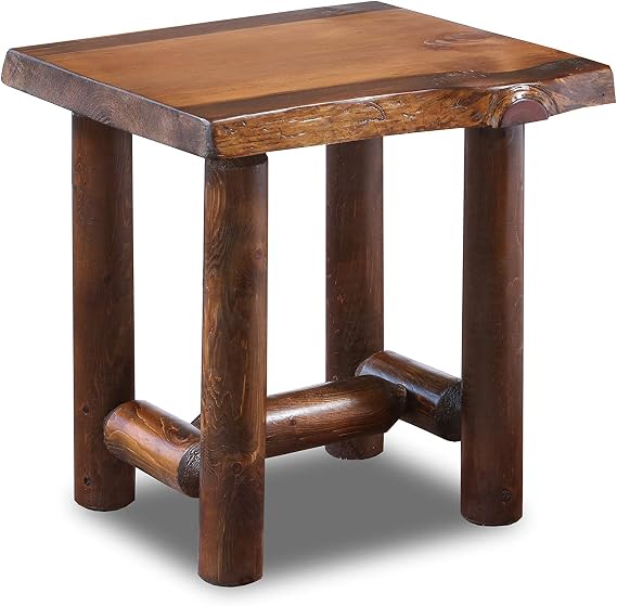 Rustic Log Live Edge End Table Small Indoor End Table or Night Stand Table Live Edge Wood (Honey Pine)