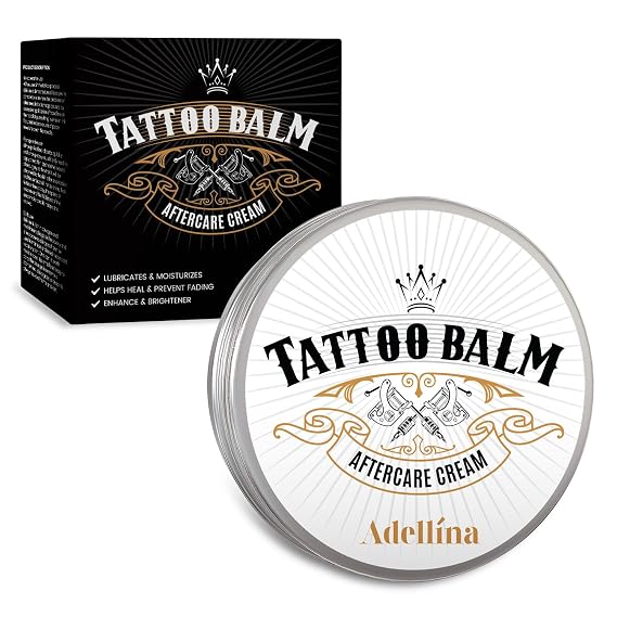 Natural Tattoo Aftercare for Color Enhancement: Tattoo Balm for New and Old Tattoos Care - Healing Soothing and Moisturizing with 100% Organic and Vegan Ingredients 5.3 OZ