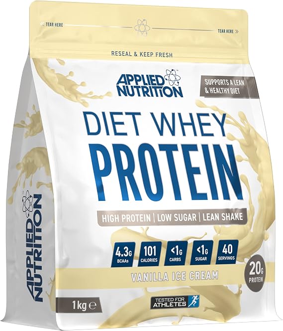 Applied Nutrition Diet Whey High Protein Powder, Low Carb & Sugar, Weight Loss with CLA, L Carnitine, Green Tea, PhD Supplement 40 Servings, Vanilla, 1000 g