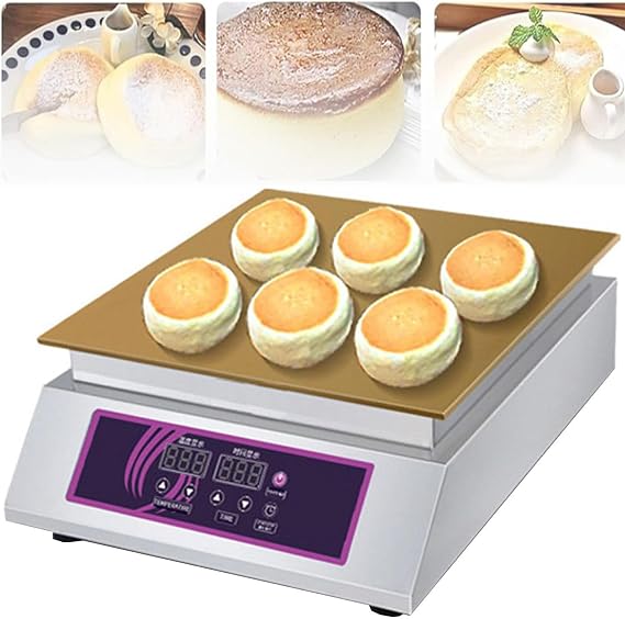 Commercial Souffle Maker,Electric Griddle Pancake Maker,60-240C Temp Control,Dorayaki Baker Muffin Making Machine with Copper Heating Plate for Home Kitchen Restaurant Bakery Snack Bar,Singlehead
